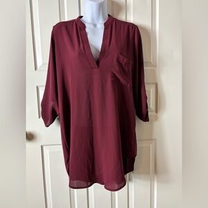 Lush Deep Burgundy Tunic Top xs new with tags